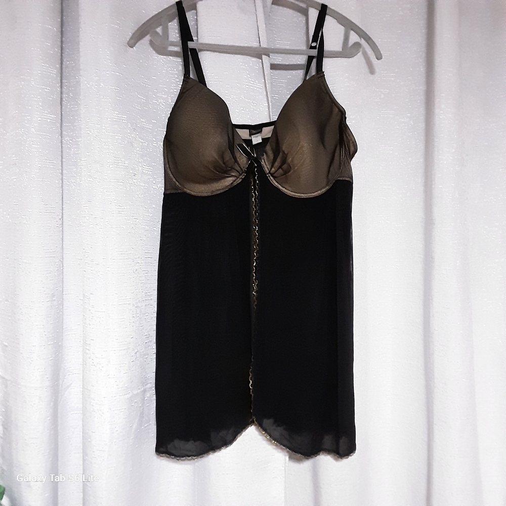 PASSION FOREVER Black and Gold Lingerie Top SIZE 3X.
